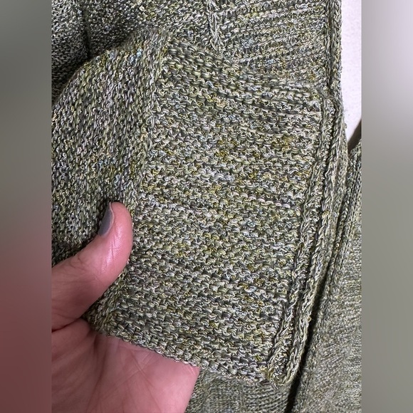 Classiques Entier Atelier Cotton Blend Slight Metallic Green Knit Cardigan M - Picture 6 of 9